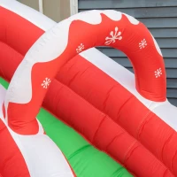 Outsunny 4-in-1 Kids Inflatable Bounce House Christmas Jumping Castle with Christmas Tree Pattern, Includes Trampoline, Pool, Slide, Climbing Wall with Carry Bag, Repair Patches and Air Blower(m-10)