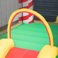 Outsunny 3-in-1 Kids Inflatable Bounce House Christmas Jumping Castle with Christmas Tree Pattern, Includes Trampoline, Pool, Slide, Carry Bag, Repair Patches and Air Blower(m-10)