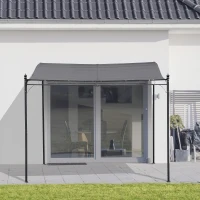 Outsunny Durable 10x10 Steel Pergola, Wall-Mounted with Canopy for Patio Perfect for Homeowners, Gray(m-2)