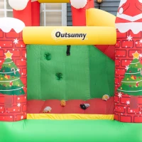 Outsunny Christmas 4-in-1 Kids Inflatable Bounce House Jumping Castle Trampoline, Pool, Slide, Climbing Wall with Christmas Tree Pattern Storage Bag & Air Blower(m-11)
