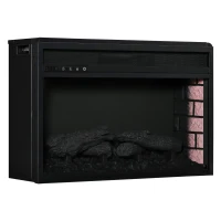 HOMCOM 27" Electric Fireplace Insert, Retro Recessed Fireplace Heater with Realistic Log Flame, Remote Control, and Adjustable Brightness, 1400W, Black(m-10)