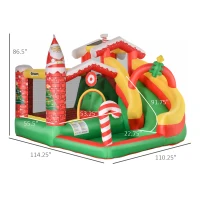 Outsunny Christmas 4-in-1 Kids Inflatable Bounce House Jumping Castle Trampoline, Pool, Slide, Climbing Wall with Christmas Tree Pattern Storage Bag & Air Blower(m-3)
