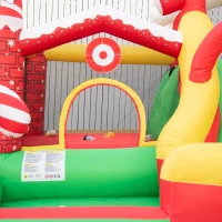 Outsunny Christmas 4-in-1 Kids Inflatable Bounce House Jumping Castle Trampoline, Pool, Slide, Climbing Wall with Christmas Tree Pattern Storage Bag & Air Blower(m-12)