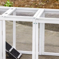 PawHut 102" 2 in 1 Wooden Rabbit Hutch, Double Main House Pet Playpen, Large Bunny House Enclosure for Indoor/Outdoor with 2 Run Boxes, Tray, and Ramp, for Rabbits, Chickens, Ducks, Guinea Pig, Gray(m-11)