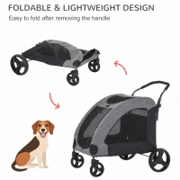 PawHut Foldable Dog Stroller with Storage Pocket, Oxford Fabric for Medium Size Dogs - Grey(m-6)