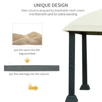 Outsunny 12' x 12' Steel Gazebo Canopy Party Tent Shelter with Double Roof, Curtains and Netting Sidewalls, Beige(m-5)