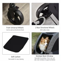 PawHut Foldable Dog Stroller with Storage Pocket, Oxford Fabric for Medium Size Dogs - Grey(m-7)