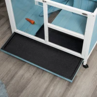 PawHut Fir Wood Rabbit Hutch Indoor Home with a Living Room for Sleeping Run Area, Blue(m-13)