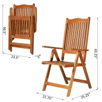 Outsunny Outdoor Acacia Wood Dining Patio Chair Foldable with 5 Adjustable Seat Positions(m-3)