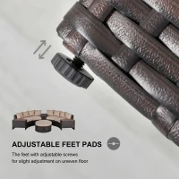 Outsunny 8 Piece Outdoor Rattan Sofa, Half Round Patio Furniture Set with Side Tables, Umbrella Hole, and Cushions, Mixed Brown and Beige(m-7)