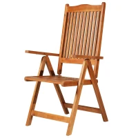 Outsunny Outdoor Acacia Wood Dining Patio Chair Foldable with 5 Adjustable Seat Positions(m-1)