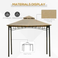Outsunny 10' x 10' Gazebo Canopy Party Tent Garden Pavilion Patio Shelter Outdoor with Double Tiered Roof, Steel Frame, Beige(m-4)
