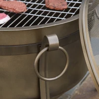 Outsunny Outdoor Fire Pit with Grill Cooking Grate, Cover, Fire Poker for Patio(m-13)