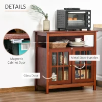 HOMCOM Kitchen Sideboard, Storage Buffet Cabinet with Open Shelf, Glass Door Cabinet and Adjustable Shelf for Living Room, Cherry(m-7)