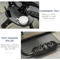 Outsunny Zero Gravity Chair, Folding Recliner Chair, Adjustable Patio Lounger with Detachable Pillow, Cup Holder and Foot Massage Roller for Outdoor, Patio, Deck, Poolside, Grey(m-7)