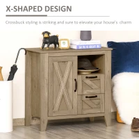 HOMCOM Sideboard, Farmhouse Buffet Cabinet with Storage Open Shelf, 2 Drawers and Open Countertop, Oak Finish(m-5)