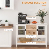 HOMCOM Modern Sideboard Buffet Cabinet, Console Table with Framed Glass Doors, Multiple Storage Options, and Anti-Topple for Kitchen, Living Room, White(m-6)