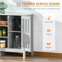 HOMCOM Sideboard, Buffet Cabinet, Coffee Bar Cabinet, Kitchen Cabinet with Storage Shelves, Slatted Framed Doors and Cable Management for Living Room, Gray(m-4)