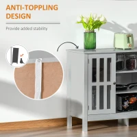 HOMCOM Sideboard, Buffet Cabinet, Coffee Bar Cabinet, Kitchen Cabinet with Storage Shelves, Slatted Framed Doors and Cable Management for Living Room, Gray(m-5)