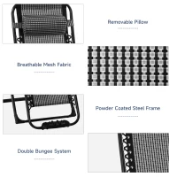 Outsunny Zero Gravity Chair, Folding Recliner Chair, Adjustable Patio Lounger with Detachable Pillow, Cup Holder and Foot Massage Roller for Outdoor, Patio, Deck, Poolside, Grey(m-5)