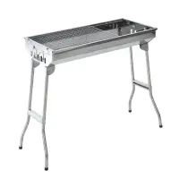 Outsunny 28" Portable Charcoal Barbecue Grill Stainless Steel Small Folding BBQ Camping Grill for Shish Kabob(m-1)