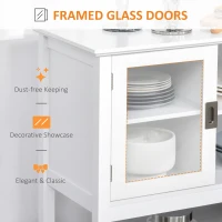 HOMCOM Modern Sideboard Buffet Cabinet, Console Table with Framed Glass Doors, Multiple Storage Options, and Anti-Topple for Kitchen, Living Room, White(m-4)