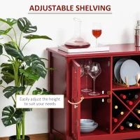 HOMCOM Sideboard, Glass Door Serving Buffet Cabinet, Liquor Cabinet with 12 Bottle Wine Rack, Red(m-5)