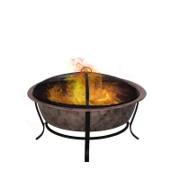 Outsunny 35" Outdoor Fire Pits, Wood Burning Camping Fire Pit, Black Rustic Cauldron Style Steel Firepit Bowl w/ Log Poker and Mesh Screen Enclosure for Ember Protection(m-8)