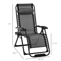 Outsunny Zero Gravity Chair, Folding Recliner Chair, Adjustable Patio Lounger with Detachable Pillow, Cup Holder and Foot Massage Roller for Outdoor, Patio, Deck, Poolside, Grey(m-3)