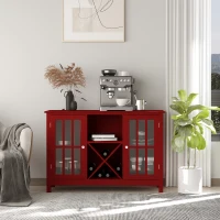 HOMCOM Sideboard, Glass Door Serving Buffet Cabinet, Liquor Cabinet with 12 Bottle Wine Rack, Red(m-8)