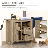 HOMCOM Sideboard, Farmhouse Buffet Cabinet with Storage Open Shelf, 2 Drawers and Open Countertop, Oak Finish(m-4)