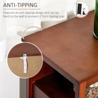 HOMCOM Kitchen Sideboard, Storage Buffet Cabinet with Open Shelf, Glass Door Cabinet and Adjustable Shelf for Living Room, Cherry(m-6)