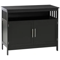 HOMCOM Kitchen Sideboard, Buffet Cabinet, Wooden Storage Console Table with 2-Level Cabinet and Open Shelf, Black(m-10)