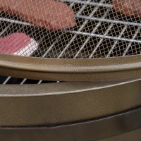 Outsunny 30" Outdoor Fire Pit Grill, Portable Steel Wood Burning Bowl, Cooking Grate, Poker, Spark Screen Lid for Patio, Backyard, BBQ, Camping, Bronze Colored(m-14)