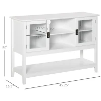 HOMCOM Modern Sideboard Buffet Cabinet, Console Table with Framed Glass Doors, Multiple Storage Options, and Anti-Topple for Kitchen, Living Room, White(m-3)