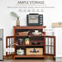 HOMCOM Kitchen Sideboard, Storage Buffet Cabinet with Open Shelf, Glass Door Cabinet and Adjustable Shelf for Living Room, Cherry(m-4)