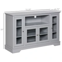 HOMCOM Sideboard Buffet Cabinet with Storage, Kitchen Cabinet Coffee Bar Cabinet with Glass Doors for Living Room, Kitchen, Grey(m-3)