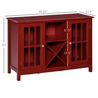 HOMCOM Sideboard, Glass Door Serving Buffet Cabinet, Liquor Cabinet with 12 Bottle Wine Rack, Red(m-3)