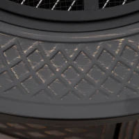 Outsunny 32" Outdoor Fire Pit Grill & Ice Bucket Table, Portable Steel Wood Burning Bowl, Cooking Grate, Poker, Rain Cover, Spark Screen Lid(m-14)