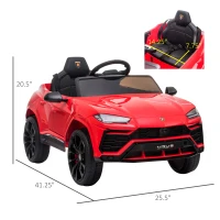 Aosom Kids Electric Ride On Compatible 12V Battery-powered Car Lamborghini Urus Toy for 3-6 Years Old Red(m-3)