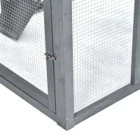 PawHut Large Wooden Outdoor Cat House with Large Run for Play, Catio for Lounging, and Condo Area for Sleeping, Grey(m-8)