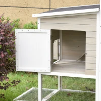 PawHut 106Inches Wooden Chicken Coop Outdoor Hen House Multi-room Poultry Cage with Removable Tray Separate Nesting Box, Grey(m-8)