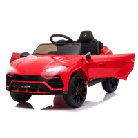 Aosom Kids Electric Ride On Compatible 12V Battery-powered Car Lamborghini Urus Toy for 3-6 Years Old Red(m-2)