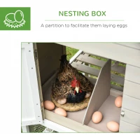 PawHut 106Inches Wooden Chicken Coop Outdoor Hen House Multi-room Poultry Cage with Removable Tray Separate Nesting Box, Grey(m-6)