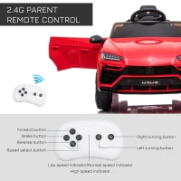 Aosom Kids Electric Ride On Compatible 12V Battery-powered Car Lamborghini Urus Toy for 3-6 Years Old Red(m-4)