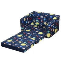 Qaba Children Kids Mini Sofa Armchair Dual-Use Comfortable Washable and Safe Foldable Suitable for Watching Movies and Playing Games Polyester Blue(m-9)