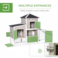 PawHut 106Inches Wooden Chicken Coop Outdoor Hen House Multi-room Poultry Cage with Removable Tray Separate Nesting Box, Grey(m-5)