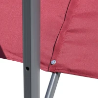 Outsunny 8' x 8' Square Patio Hanging Offset Umbrella Aluminum Outdoor Cantilever Crank Market Parasol Garden Sun Canopy Shelter 360° Rotation w/ Cross Base Wine Red(m-9)
