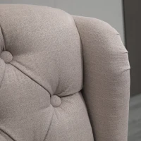 HOMCOM Fabric Dining Chair, Upholstered Accent Chair with Tufted Wingback, Nailhead Trim & Wood Legs for Living Room, Kitchen, Beige(m-8)