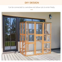 PawHut 71" x 39" x 71" Large Tall Wooden Safe Outdoor Cat Enclosure Catio Cage Heavy Duty Pet Habitat Playpen with 6 Platforms(m-7)
